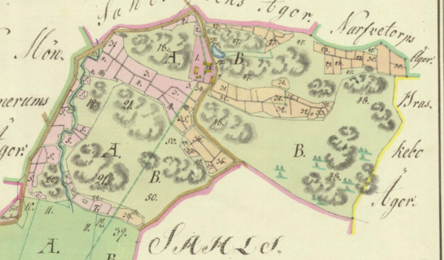 Karta 1824. Enskifte av Gummetorp nr 1..