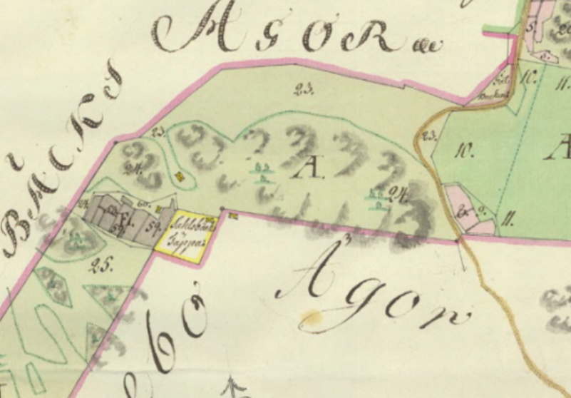 Enskifteskartan från 1824 över Gummetorp med en ”Salsbäckstäppa” och husmarkering alldeles intill Malörtstorpet, Torpet med tillhörande mark bildar en liten enklav i utkanten av Gummetorps ägor alldeles vid gränsen mot Granebo ägor.
